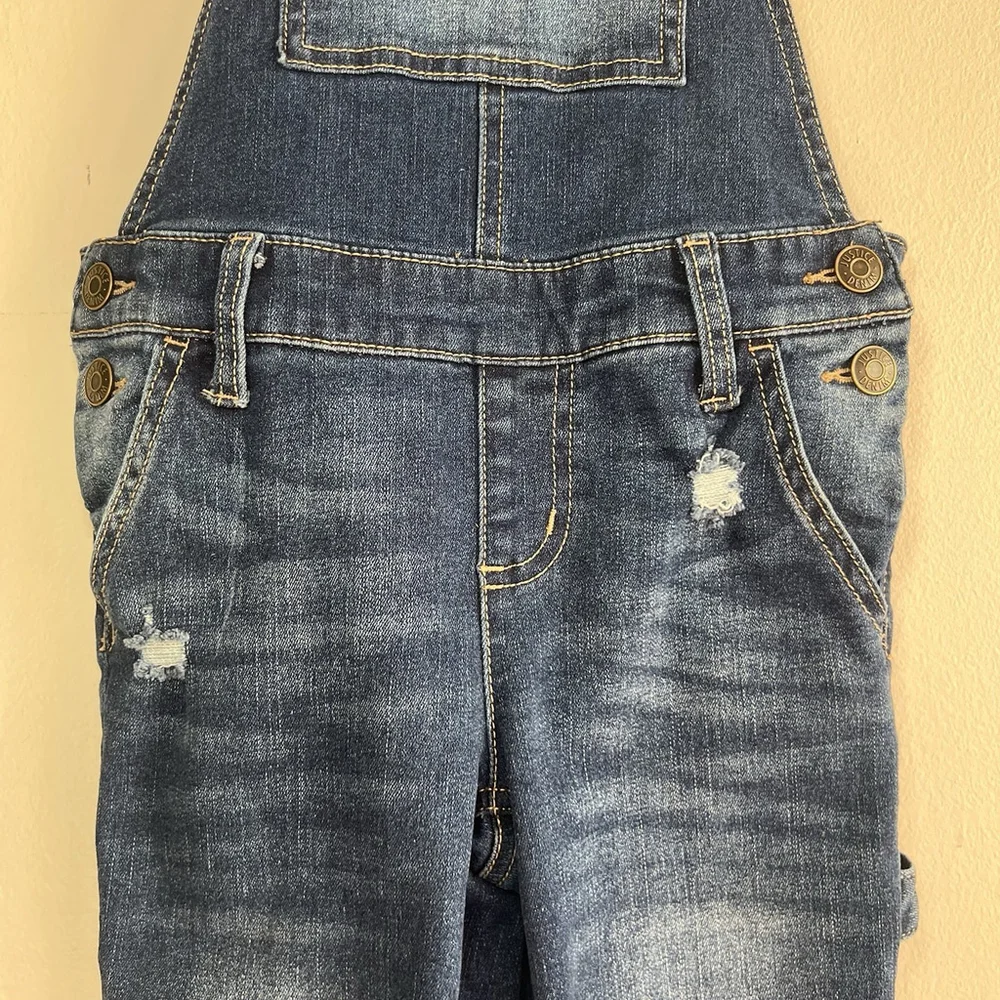 Justice Girls Overall Jumper Denim Blue Size 10 Slim Skinny Stretch Fringe Hem